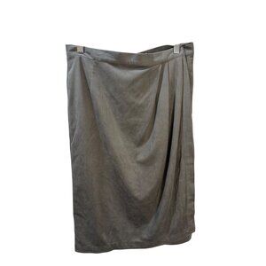 Carine Roitfeld X Uniqlo Gray Faux Suede Midi‎ Skirt Size 8